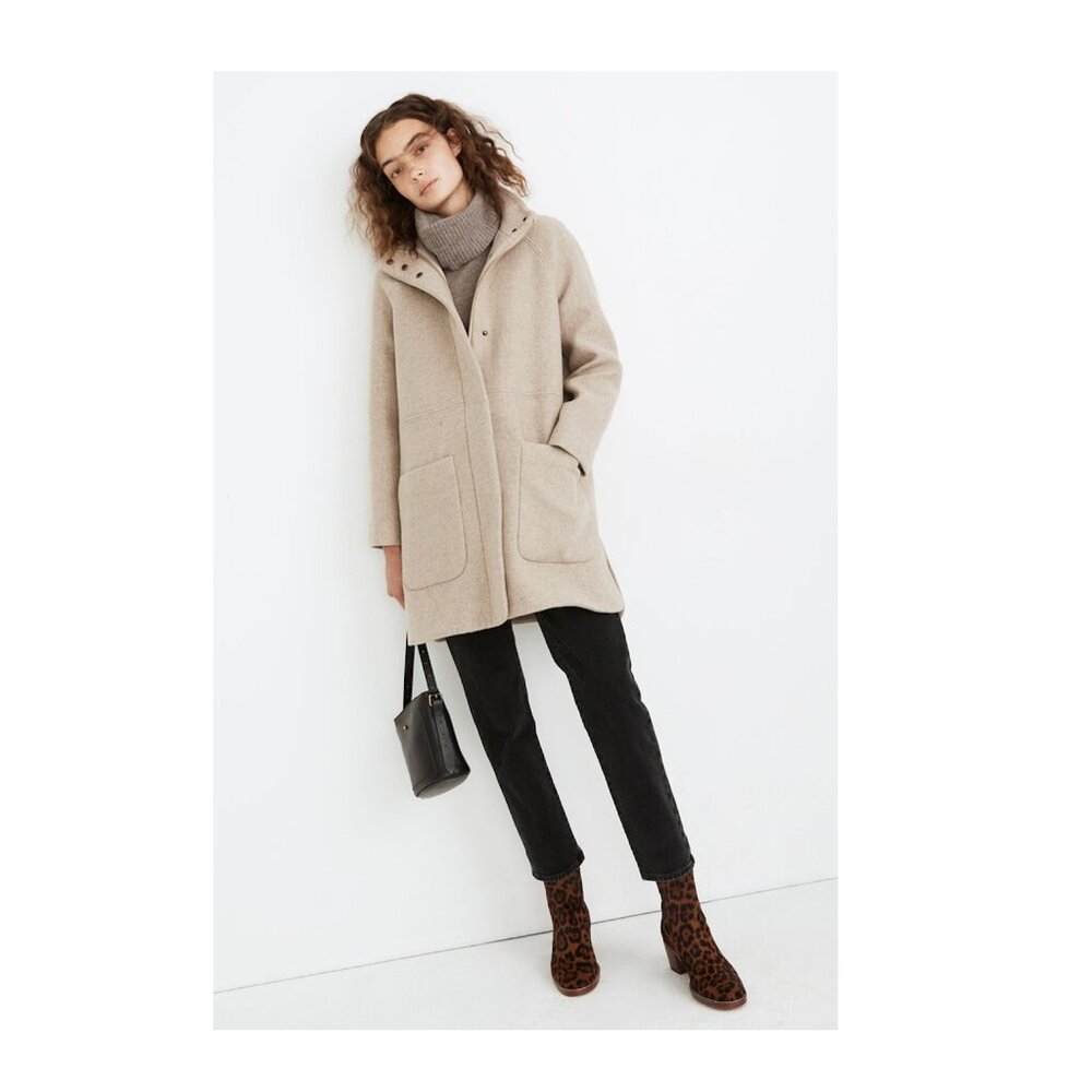 Madewell Estate Cocoon Insuluxe Fabric Coat, Size X-Small in Oatmeal